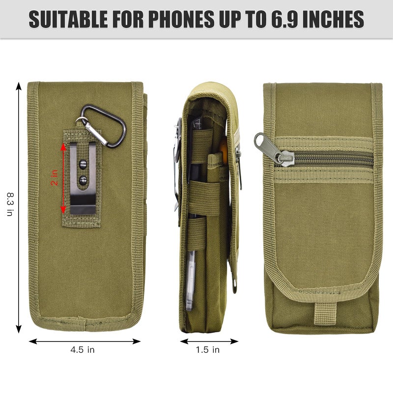 KATOLK Dual Phone Holster, Large Smartphone Pouch, Belt Cell Phone Holder for iPhone 16/15/14 Pro Max & Samsung Phones, Compatible with Power Bank, for Work, Hiking, Camping, Barbecue, Rescue (XL) - Image 2
