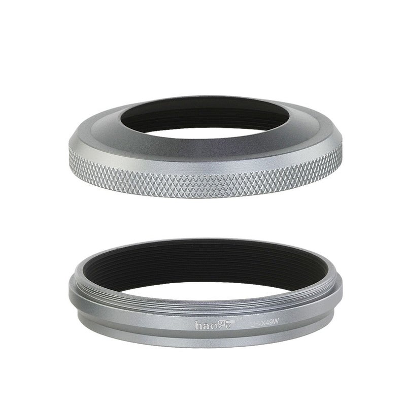 Haoge LH-X49W 2in1 All Metal Ultra-Thin Lens Hood with Adapter Ring Set for Fuji Fujifilm FinePix X70 X100 X100S X100T X100F Silver Replaces Fujifilm LH-X100 AR-X100 LH-X70 - Image 3