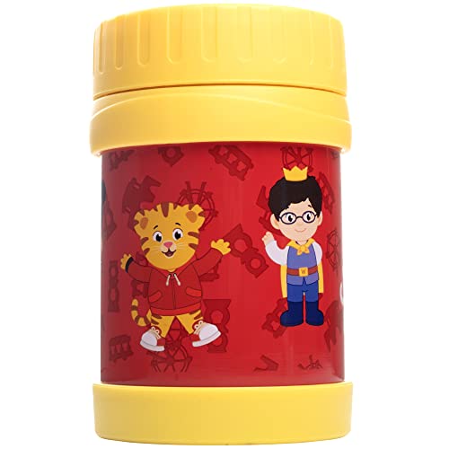 SCS Direct Daniel Tigers Neighborhood Stainless Steel 13 oz Food Jar for Kids YellowVacuum Double Wall Insulated LeakProof Jar Keeps Liquids  Food Hot or Cold for HoursFits Inside Lunch Boxes  Bags