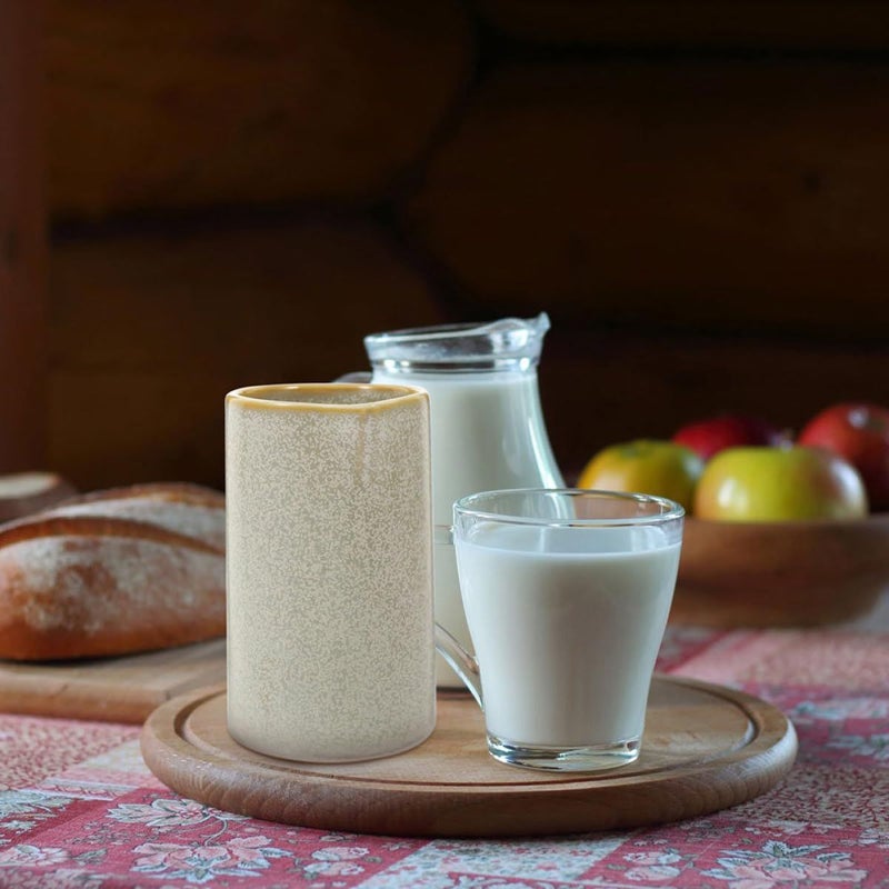 White Matte Ceramic Milk Creamer and Sauce Pitcher Set with Crystal Pattern 2 Pieces - Image 4