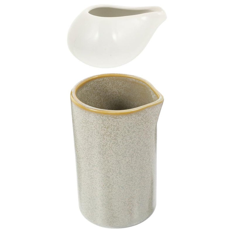 White Matte Ceramic Milk Creamer and Sauce Pitcher Set with Crystal Pattern 2 Pieces - Image 1