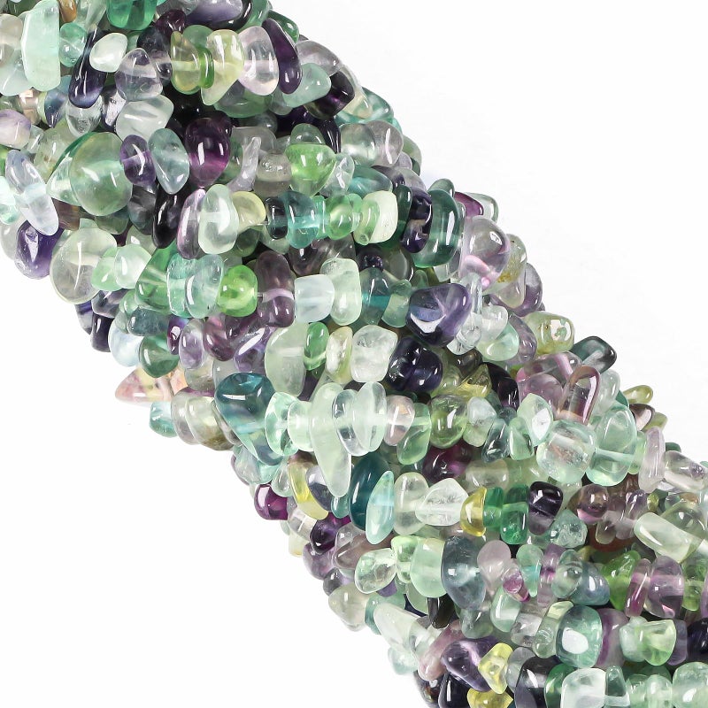 Ouubuuy Crystal Chips with Holes for Jewelery Making 5mm8mm Natural Gemstone Beads Chips 35 Fluorite - Image 3