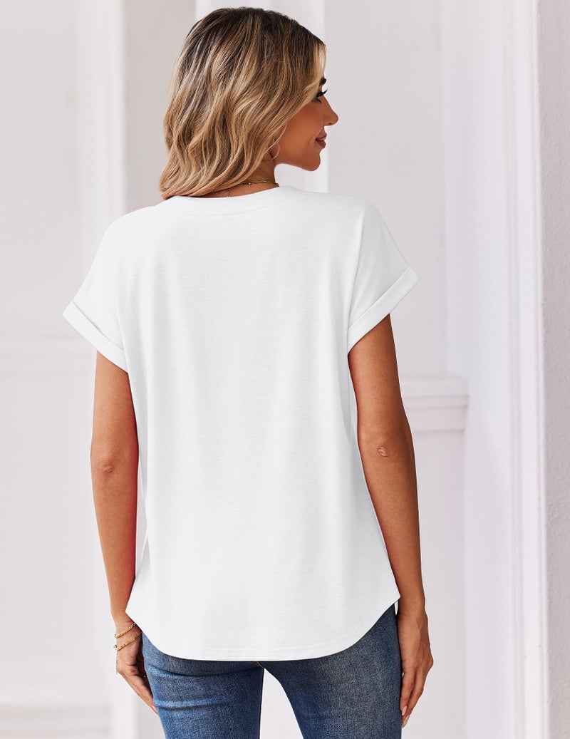 Zeagoo Women Tops Short Sleeve Summer Shirts 2026 Fashion Clothes V Neck Business Casual Blouses White - Image 5