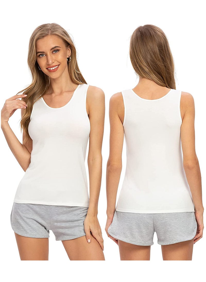 Mesery - Mesery Women's Cotton Stretch Plain Tank Top - white - Image 1