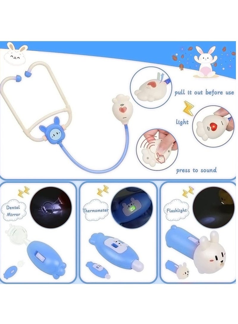مجموعة طبيب للأطفال مكونة من 25 قطعة – طقم لعب طبي تعليمي مع سماعة الطبيب وأدوات طبيب الأسنان وصندوق تخزين – لعبة تقمص أدوار مثالية للأولاد والبنات من عمر 3 إلى 8 سنوات (أزرق) - Image 4