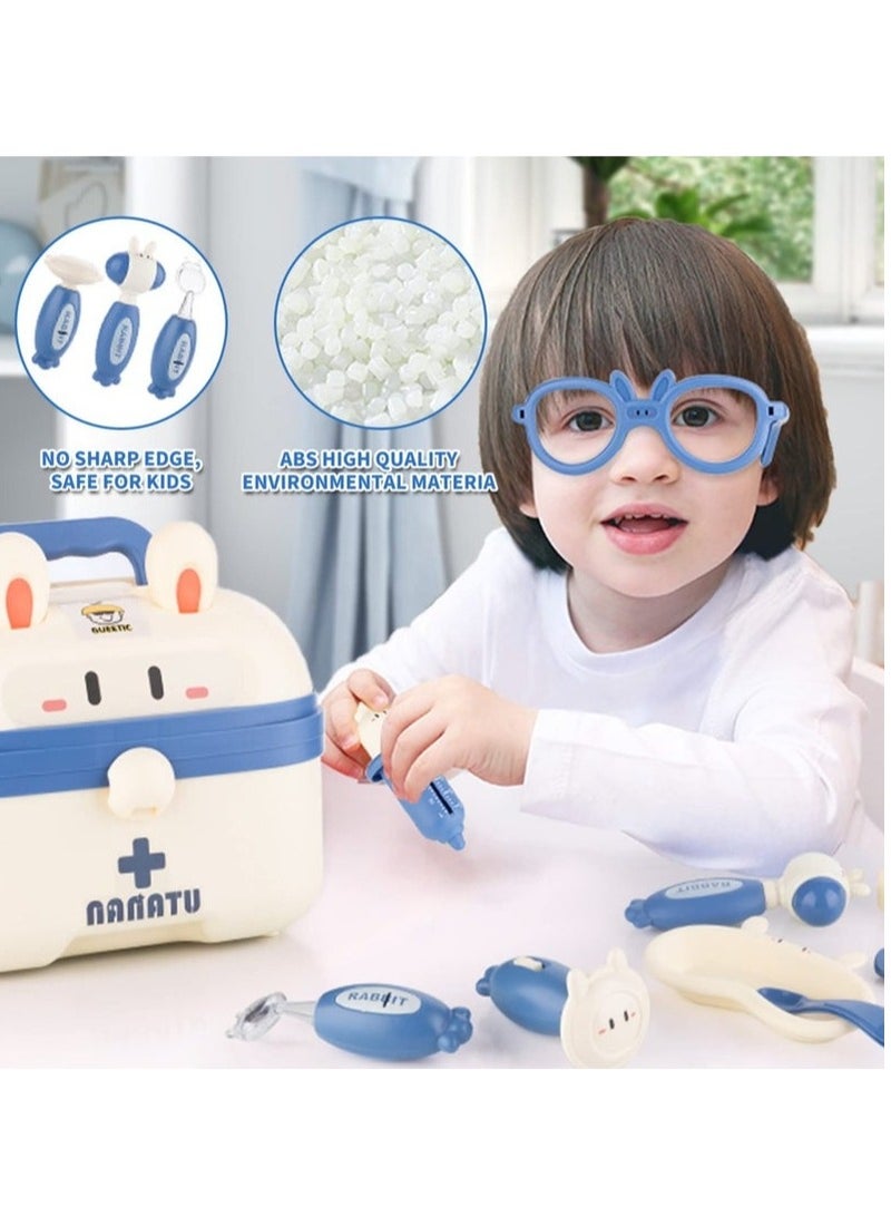 مجموعة طبيب للأطفال مكونة من 25 قطعة – طقم لعب طبي تعليمي مع سماعة الطبيب وأدوات طبيب الأسنان وصندوق تخزين – لعبة تقمص أدوار مثالية للأولاد والبنات من عمر 3 إلى 8 سنوات (أزرق) - Image 3