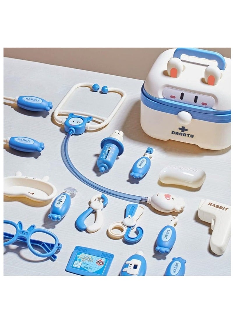 مجموعة طبيب للأطفال مكونة من 25 قطعة – طقم لعب طبي تعليمي مع سماعة الطبيب وأدوات طبيب الأسنان وصندوق تخزين – لعبة تقمص أدوار مثالية للأولاد والبنات من عمر 3 إلى 8 سنوات (أزرق) - Image 5