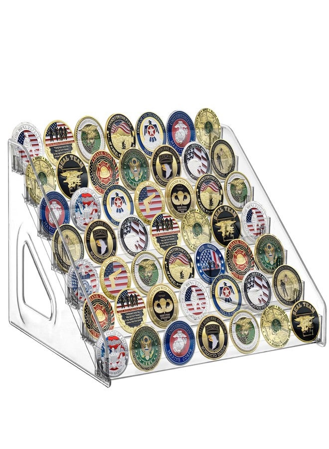 Hlimior Military Challenge Coin Holder Display Stand 7 Layer Large Capacity Acrylic Military Challenge Coin Rack-Holds 49 Coins,Army Collectible Coins Holder Display for Collectors Military Enthusiasts Veterans - Image 1