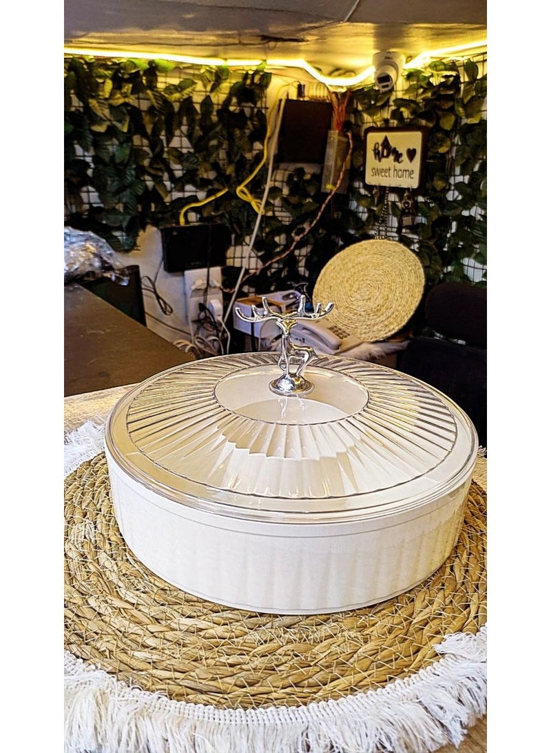 طبق تسالىى بمقبض غزاله   للمكسرات والفواكه الجافة والحلوى، 360 درجة - Image 2