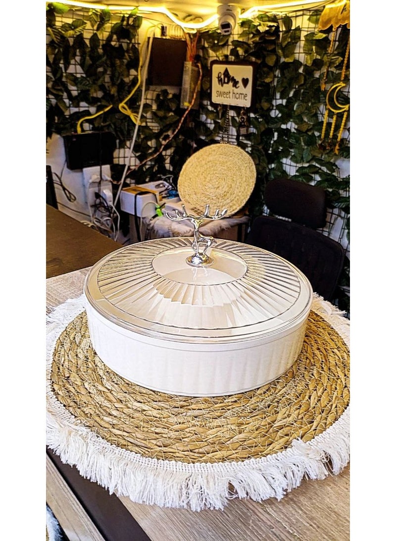 طبق تسالىى بمقبض غزاله   للمكسرات والفواكه الجافة والحلوى، 360 درجة - Image 1