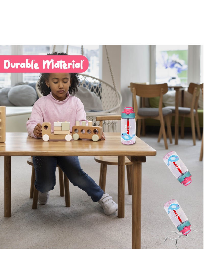 Sprinters Kids Water Bottle 14 OZ BPA-free Water Bottle For Kids With Straw Spill Kids Water Bottle for School, Travel & Picnic Reusable Baby Sipper, Toddler Cup Indoor-Outdoor Child (450 Ml, Pink)  - Image 5