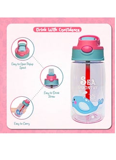 Sprinters Kids Water Bottle 14 OZ BPA-free Water Bottle For Kids With Straw Spill Kids Water Bottle for School, Travel & Picnic Reusable Baby Sipper, Toddler Cup Indoor-Outdoor Child (450 Ml, Pink)  - Image 3
