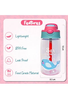 Sprinters Kids Water Bottle 14 OZ BPA-free Water Bottle For Kids With Straw Spill Kids Water Bottle for School, Travel & Picnic Reusable Baby Sipper, Toddler Cup Indoor-Outdoor Child (450 Ml, Pink)  - Image 2