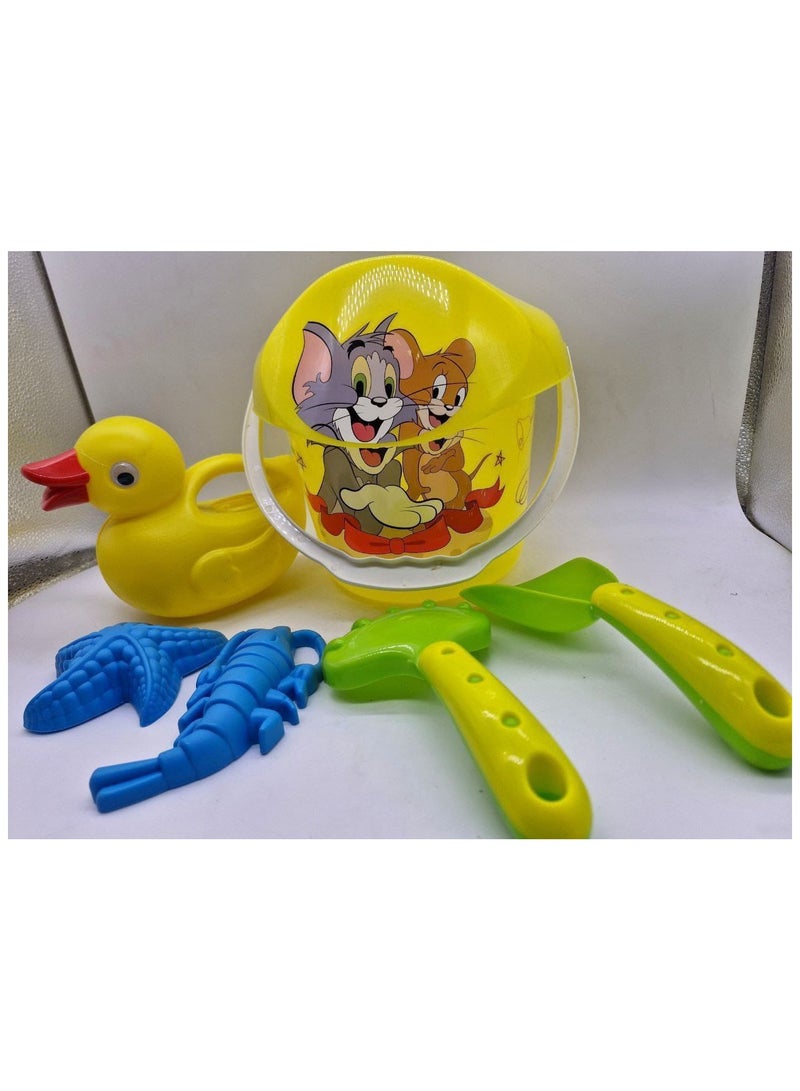 sea bucket disney printed high quality and sea toys for children with a set of beach toys set of 6 pieces multi shapes and colors  - Image 1