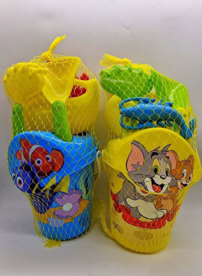 sea bucket disney printed high quality and sea toys for children with a set of beach toys set of 6 pieces multi shapes and colors  - Image 3