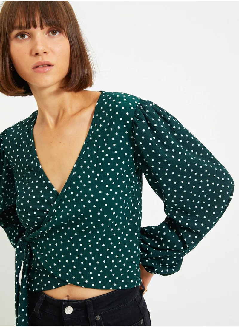 trendyol Balloon Sleeve Polka Dot Top