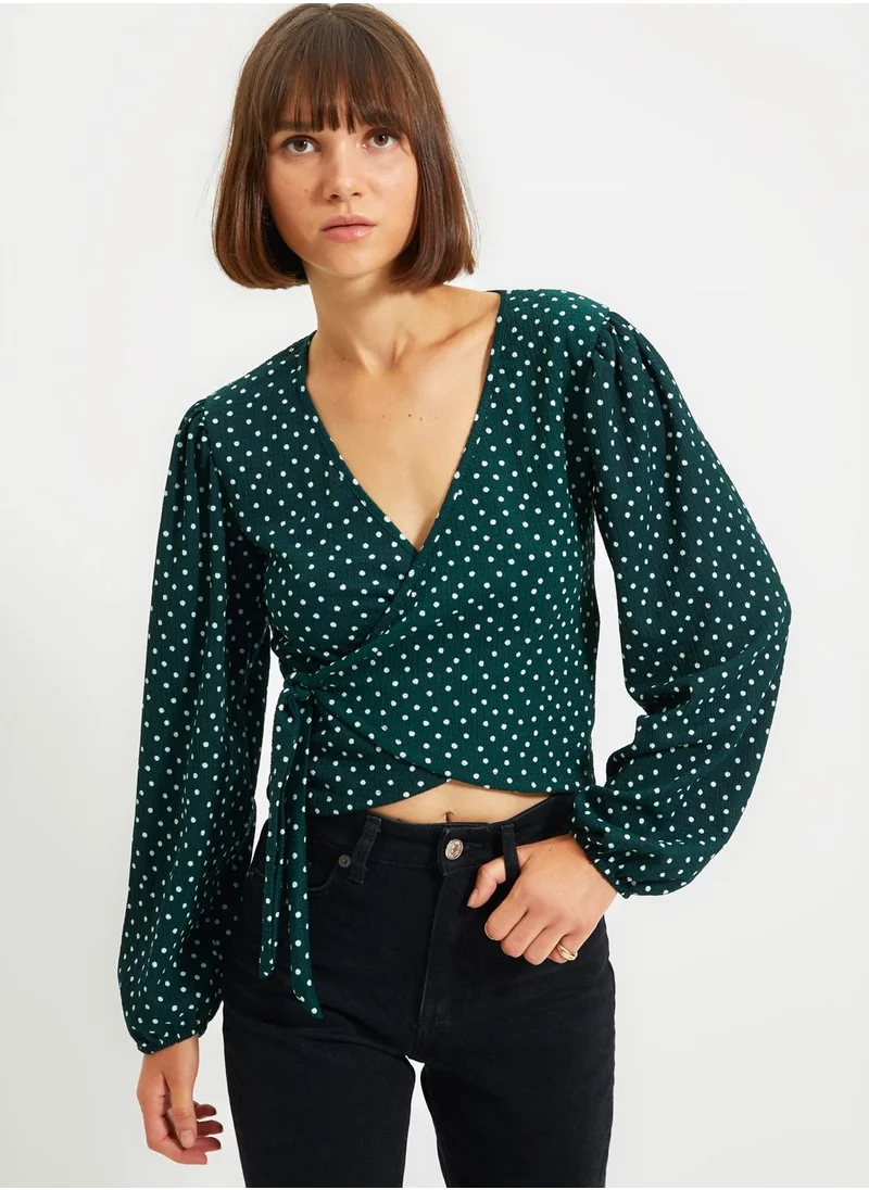 trendyol Balloon Sleeve Polka Dot Top