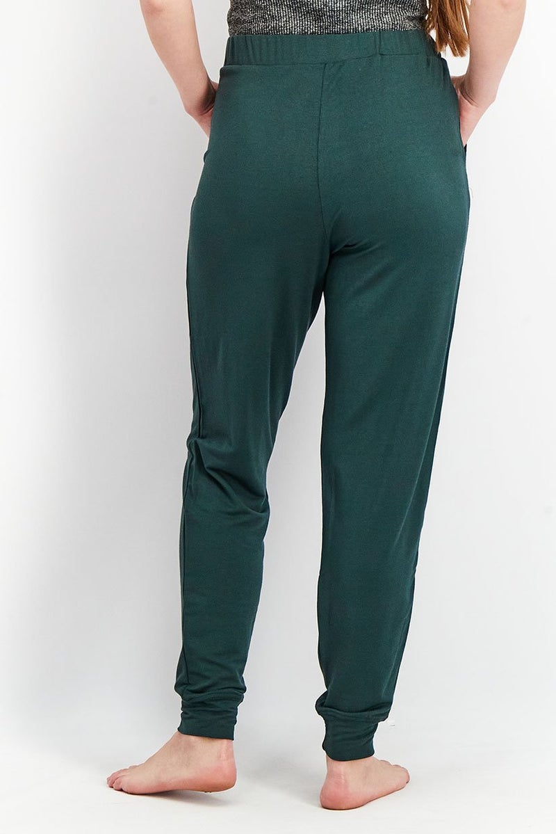 Tchibo Women Pull On Plain Sleepwear Pants, Dark Green - Image 2
