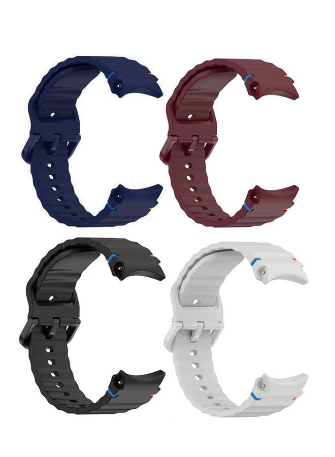 4 Pack Silicone Watch Bands Compatible with Galaxy Watch 7 6 5 4 FE, Quick Release No Gap Watch Band, Classic Models Soft Sport Strap for Men and Women, Black, Grey, Blue, Red - Image 1