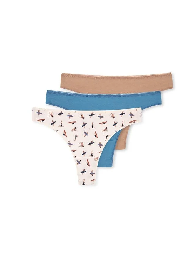 داجي 3 Pack Thong Supreme Mid Rise Underwear