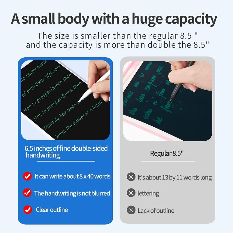 Mini LCD Writing Tablet, 6.5in Double Display Erasable Reusable Electronic Drawing Pads, Electronic scratchpad for Kids and Adults - Image 2