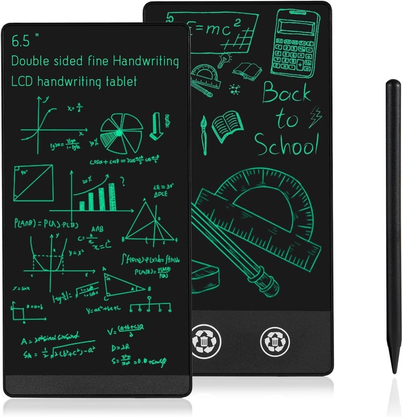 Mini LCD Writing Tablet, 6.5in Double Display Erasable Reusable Electronic Drawing Pads, Electronic scratchpad for Kids and Adults - Image 1