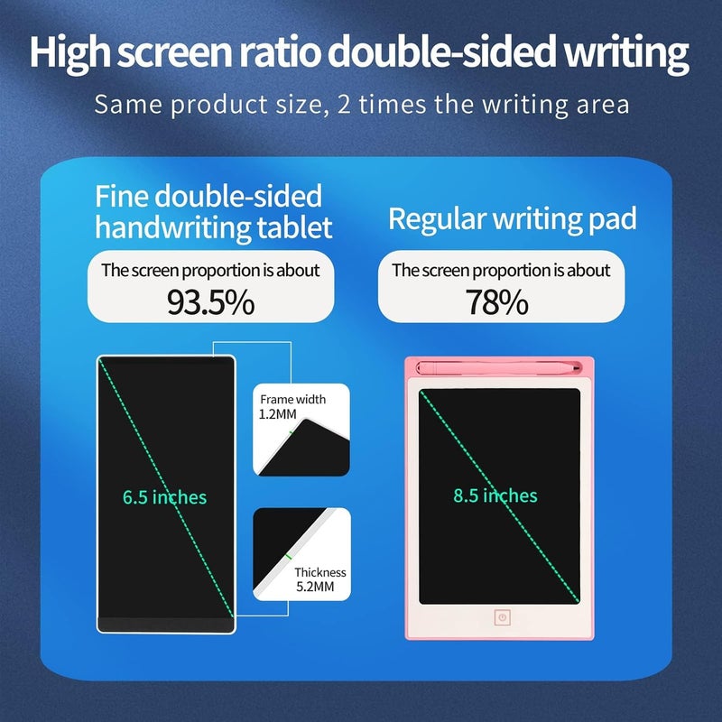 Mini LCD Writing Tablet, 6.5in Double Display Erasable Reusable Electronic Drawing Pads, Electronic scratchpad for Kids and Adults - Image 3