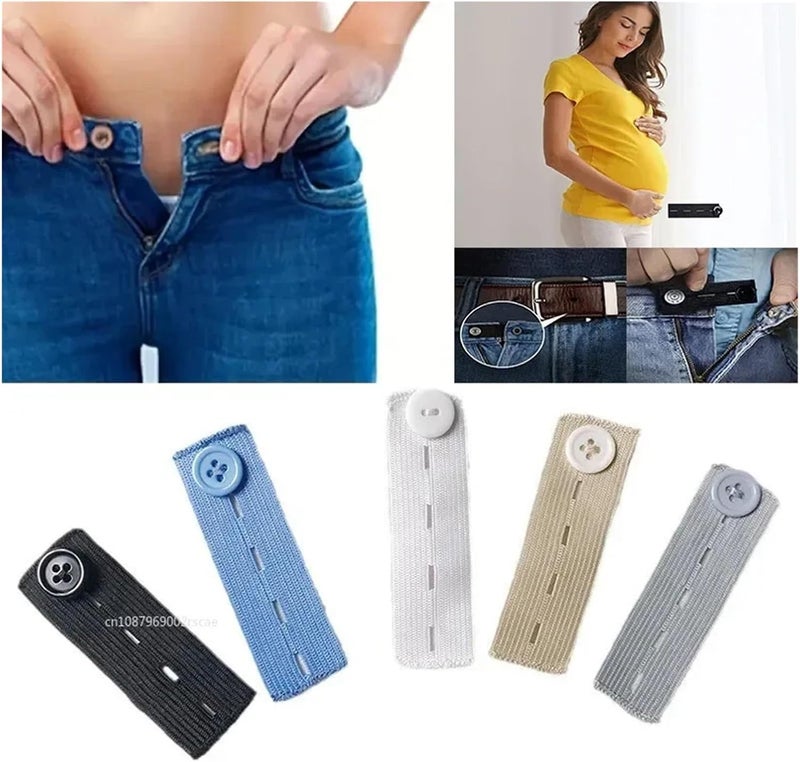 Waistband Extenders 30 Pcs Elastic Pant Extender Belt Unisex Waist Band Tight Trousers Jeans Skirts Maternity Button Hooks Garment DIY Sewing Supplies for Jeans(Natural) - Image 2