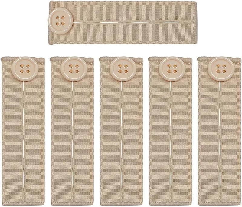Waistband Extenders 30 Pcs Elastic Pant Extender Belt Unisex Waist Band Tight Trousers Jeans Skirts Maternity Button Hooks Garment DIY Sewing Supplies for Jeans(Natural) - Image 1