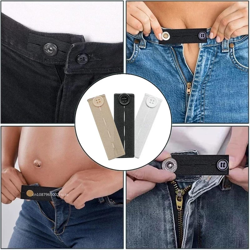 Waistband Extenders 30 Pcs Elastic Pant Extender Belt Unisex Waist Band Tight Trousers Jeans Skirts Maternity Button Hooks Garment DIY Sewing Supplies for Jeans(Natural) - Image 5