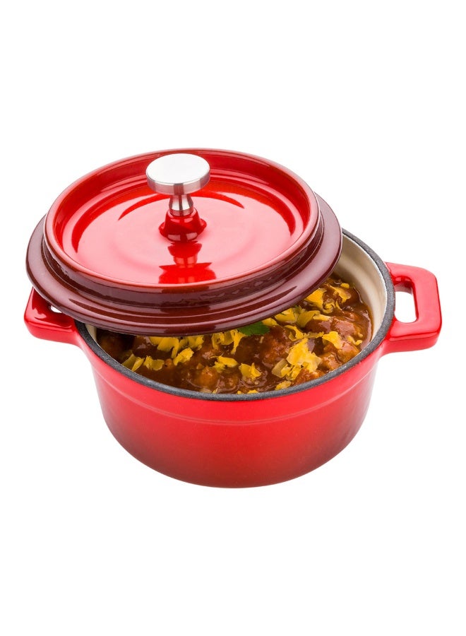 Restaurantware 8 Ounce Mini Casserole Dish, 1 Mini Dutch Oven With Lid - Enameled, Round, Red Cast Iron Mini Cocotte, Heavy-Duty, For Baking, Braising, Or Roasting - Image 2