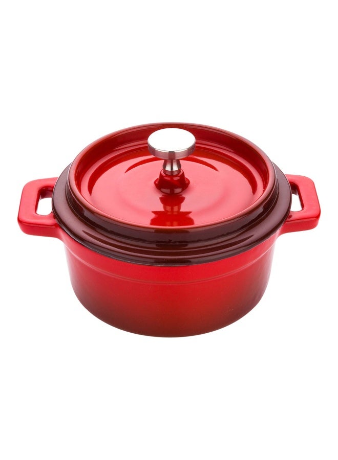 Restaurantware 8 Ounce Mini Casserole Dish, 1 Mini Dutch Oven With Lid - Enameled, Round, Red Cast Iron Mini Cocotte, Heavy-Duty, For Baking, Braising, Or Roasting - Image 1