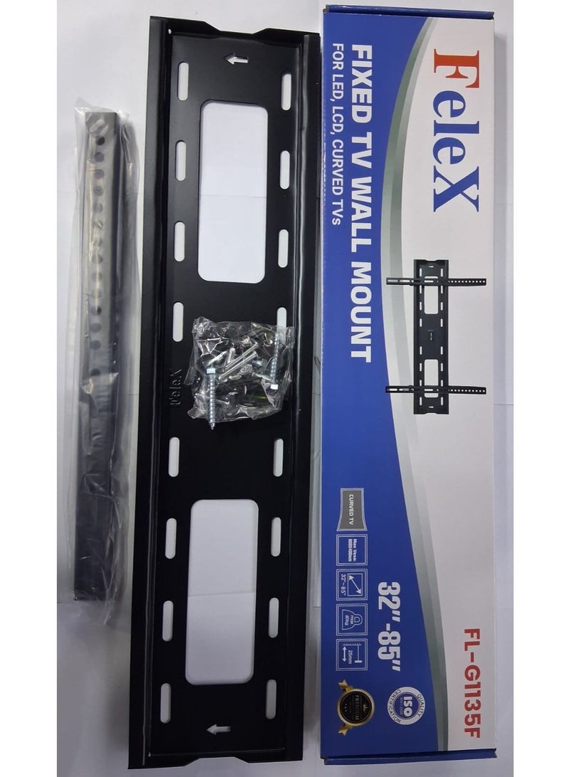 FeleX حامل تلفاز ثابت على الحائط - لشاشات LED/LCD/Plasma المسطحة من 32" إلى 85"، أسود - Image 1