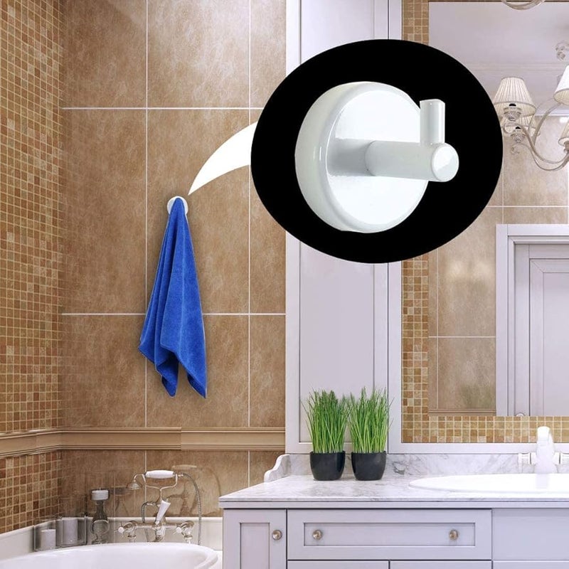 Stainless Steel Wall Mounted Towel Rack Holder Organizer Round White Bathroom Storage - Image 4