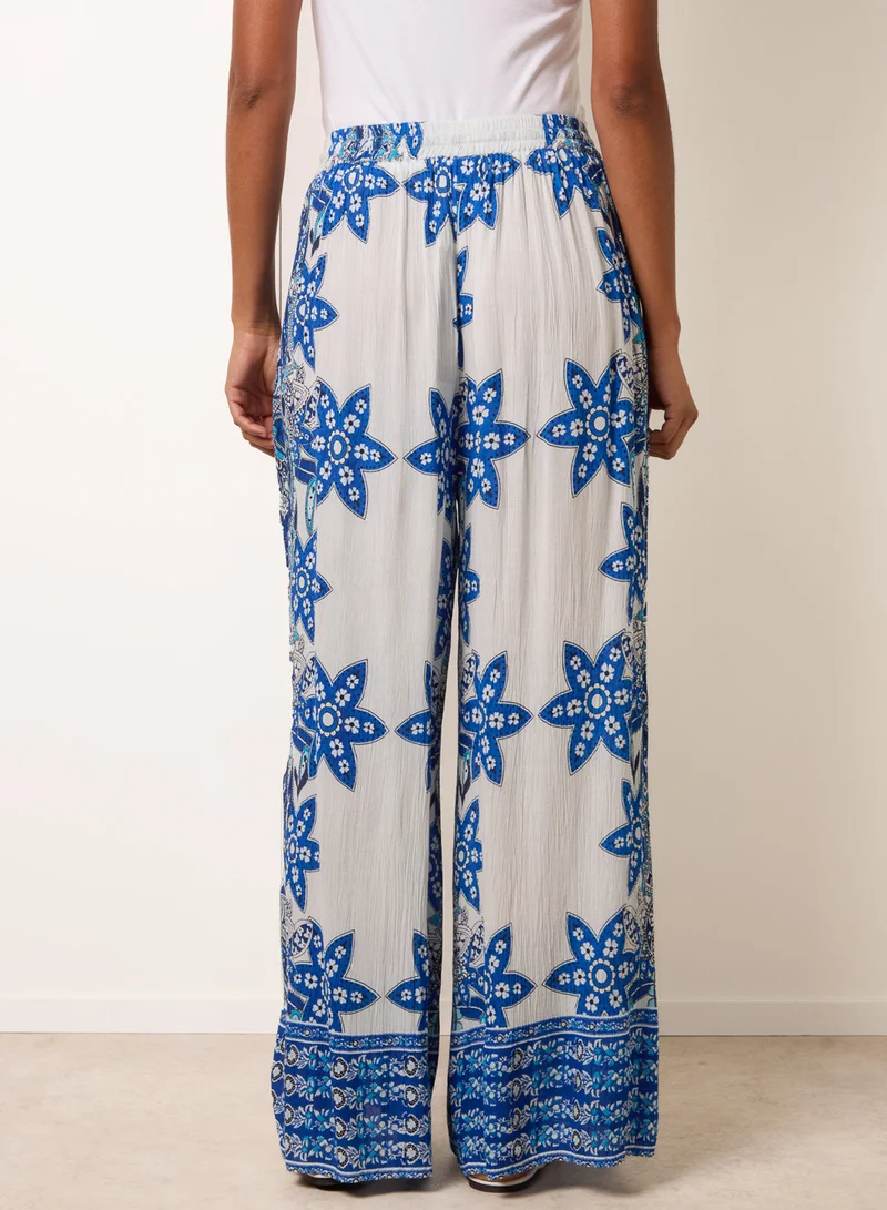 بلو فانيلا Paisley Floral Wide Leg Printed Trousers