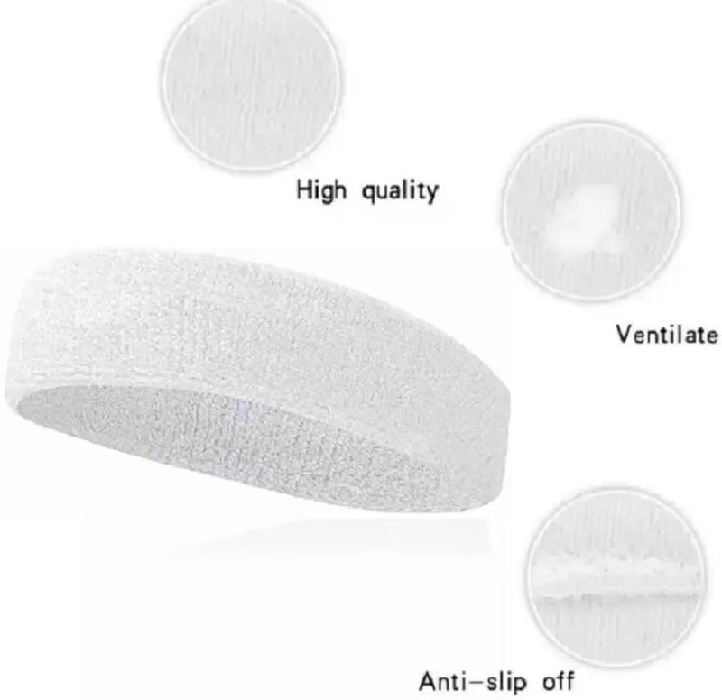 STEFFER رباط رأس رياضي من قطن ستيفر للرجال والنساء - رباط رأس رياضي للتمارين والجري، تمارين الصالة الرياضية، رباط عرق اليوغا - رباط رأس لجميع الرياضات، حزمة من 4 (أسود، أبيض، أزرق وأحمر) - Image 5