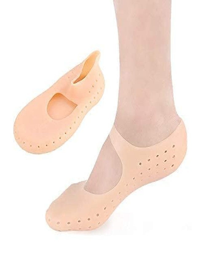 click2shop Anti Crack Full Length Silicone Foot Protector Moisturizing Socks - Foot-Care for Cracked Heels, Heel Pad for Heel Pain, Anti Crack Heel Socks (Silicon Strip Socks) - Image 1