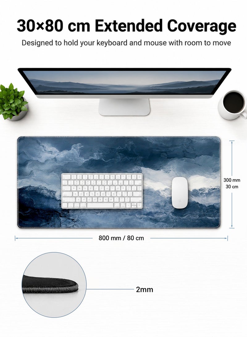 Large Desk Mouse Gaming Mouse Pad Extended XXL Keyboard Pad 800 x 300 mm Japanese Desk Mat Non-Slip Desk Mat Gaming Mouse Pad Thick Rubber Desk Pad Mouse Pad Suitable for Gaming Office and Home Use - Image 2