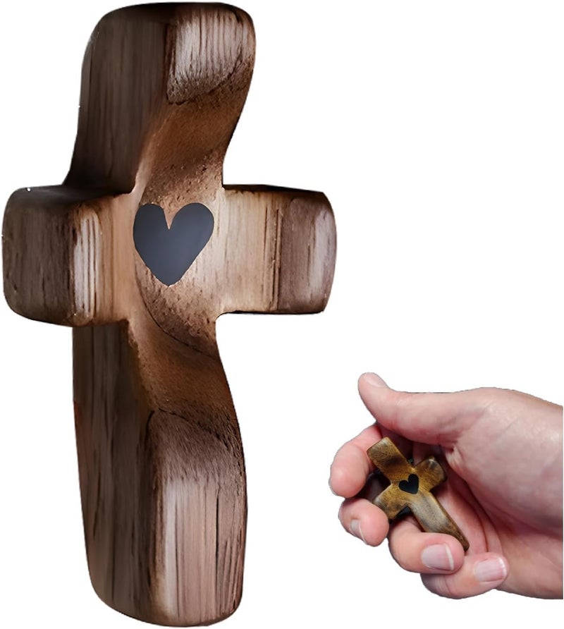 1PC Small Cross Figurine Crucifix Comfort Cross Ornaments Pocket Size Handheld Christian Prayer Crosses Stress Relief Encouragement Gift - Image 1