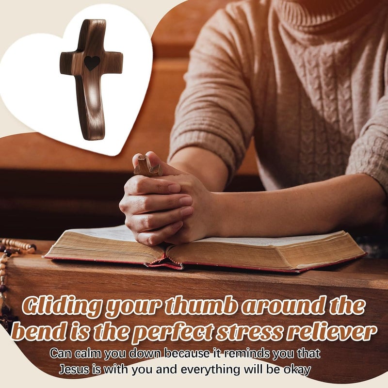 1PC Small Cross Figurine Crucifix Comfort Cross Ornaments Pocket Size Handheld Christian Prayer Crosses Stress Relief Encouragement Gift - Image 5