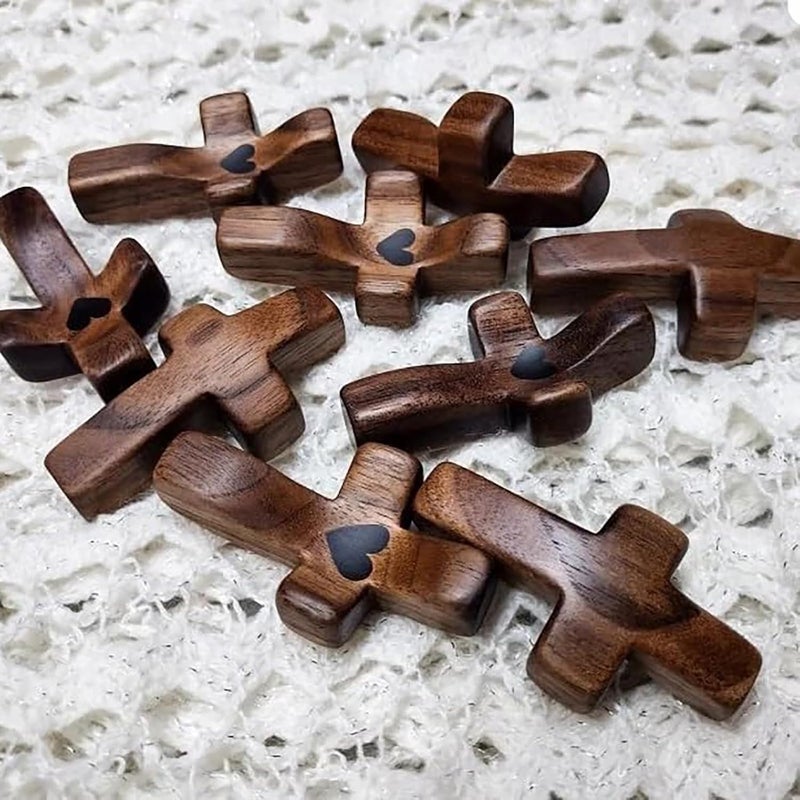 1PC Small Cross Figurine Crucifix Comfort Cross Ornaments Pocket Size Handheld Christian Prayer Crosses Stress Relief Encouragement Gift - Image 3