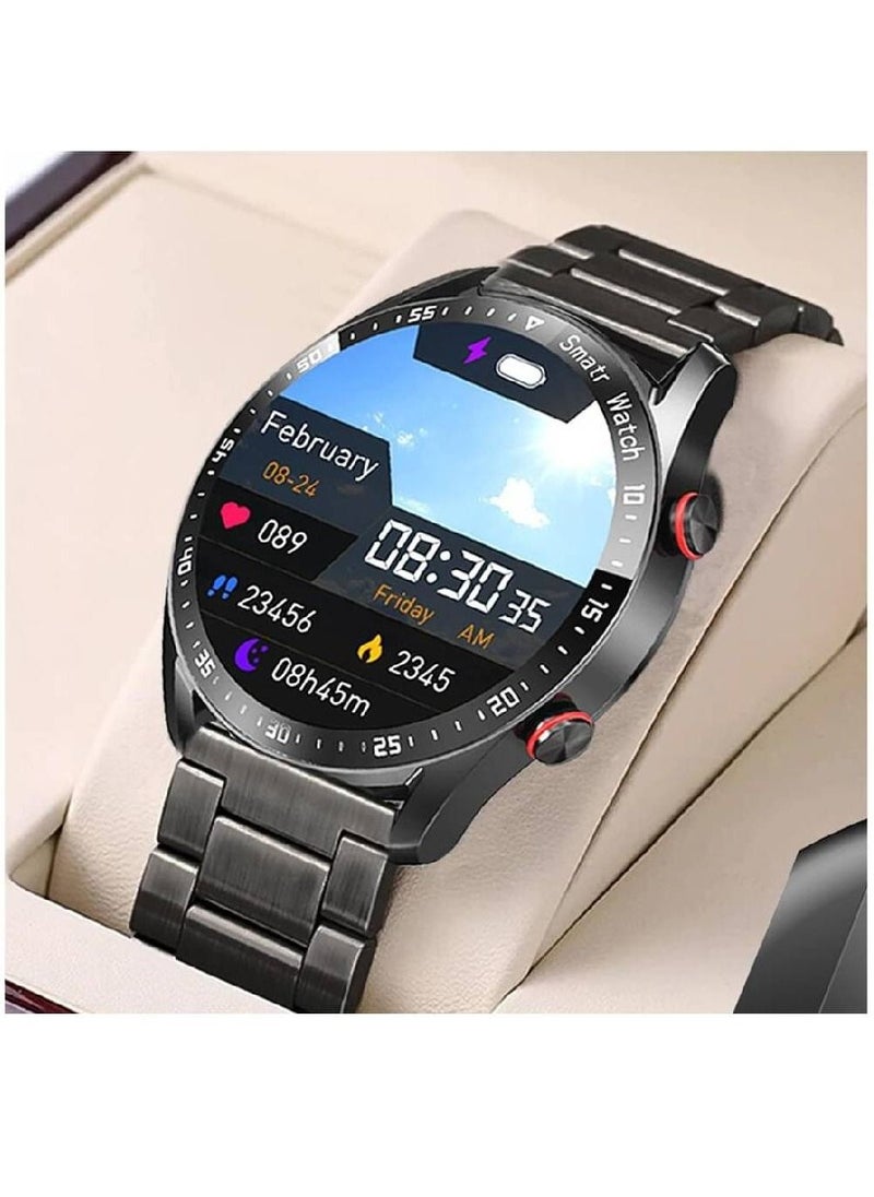 miYou New Bluetooth Call Stainless Steel Men Sports Fitness Tracker IP67 Waterproof Smartwatch For IOS Android - Black  - Image 4