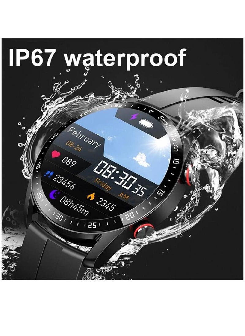 miYou New Bluetooth Call Stainless Steel Men Sports Fitness Tracker IP67 Waterproof Smartwatch For IOS Android - Black  - Image 3