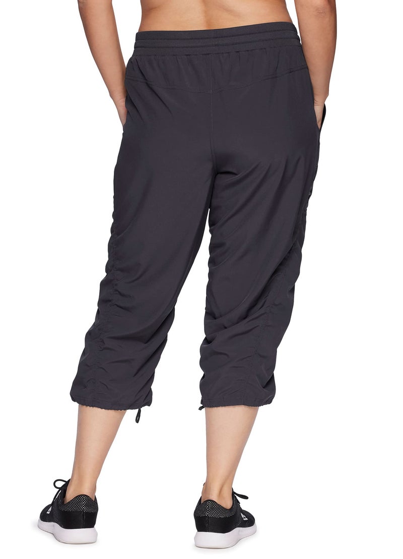 RBX Women's Plus Size Lightweight Woven Drawstring Capri Pant Dark Grey 1X - Image 2