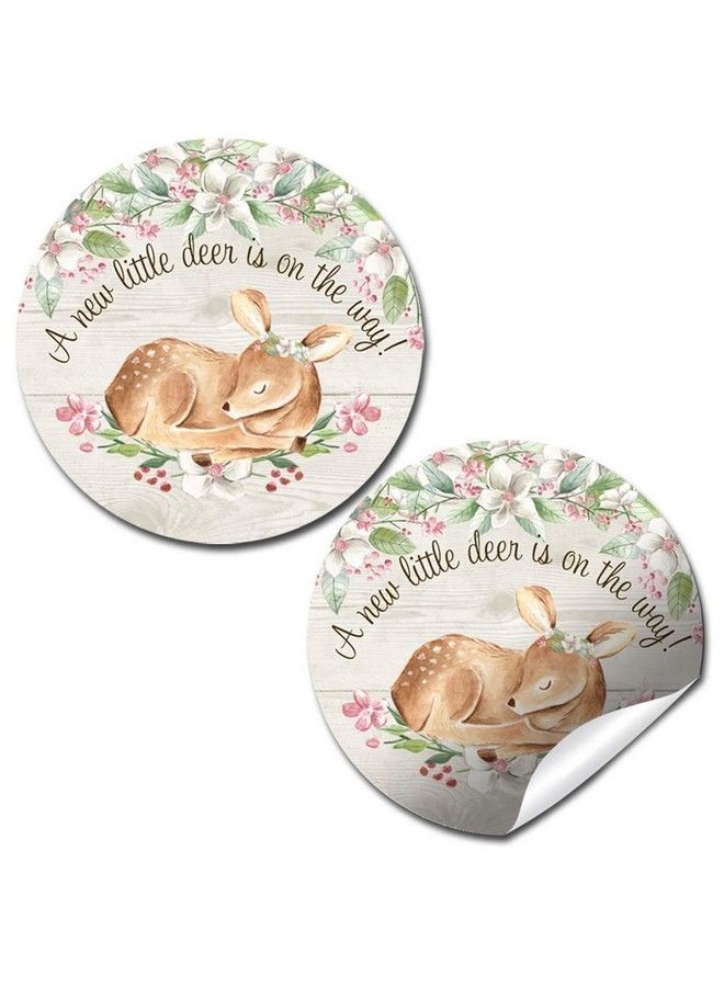 Amanda Creation Little Deer Woodland Themed Baby Sprinkle Baby Shower For Girls Thank You Sticker Labels 40 2" Party Circle Stickers By Amandacreation Great For Party Favors Envelope Seals & Goodie Bags - Image 1