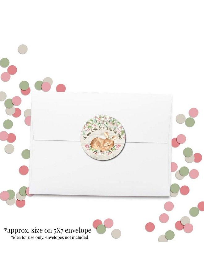 Amanda Creation Little Deer Woodland Themed Baby Sprinkle Baby Shower For Girls Thank You Sticker Labels 40 2" Party Circle Stickers By Amandacreation Great For Party Favors Envelope Seals & Goodie Bags - Image 5