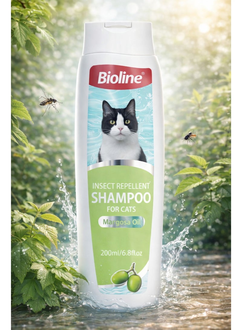 Margosa Oil Infused Insect Repellent Shampoo for Cats 200ml – Natural Defense Against Fleas, Ticks, and Mosquitoes with Gentle Skin Soothing Formula