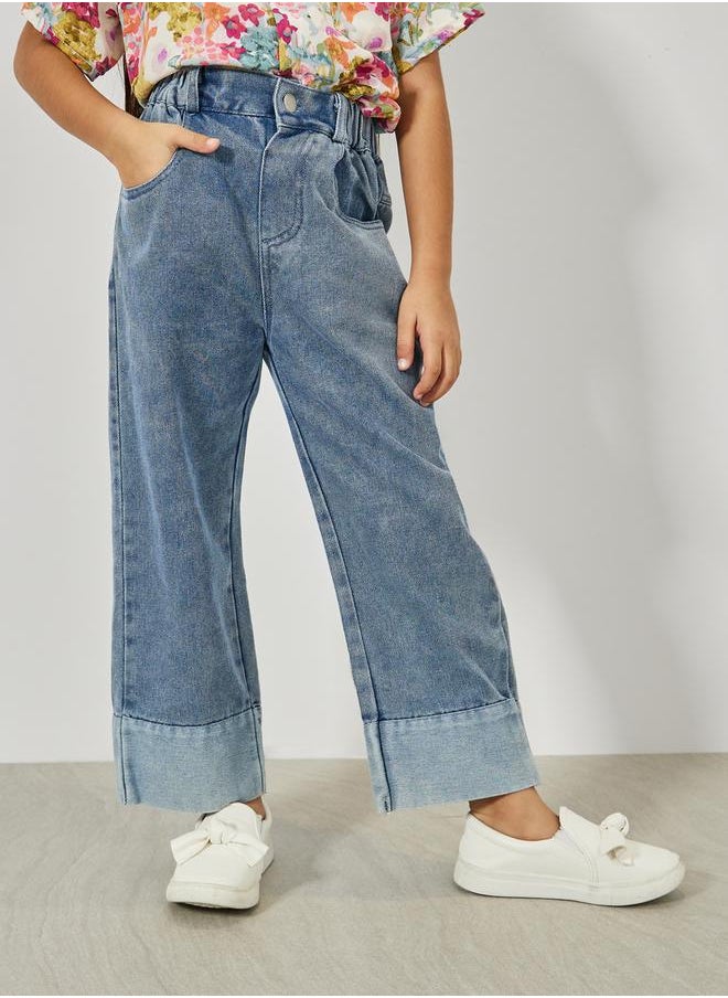Styli - Contrast Hem Detail Straight Leg Jeans - Image 1