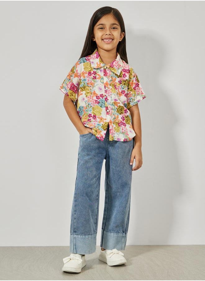 Styli - Contrast Hem Detail Straight Leg Jeans - Image 1