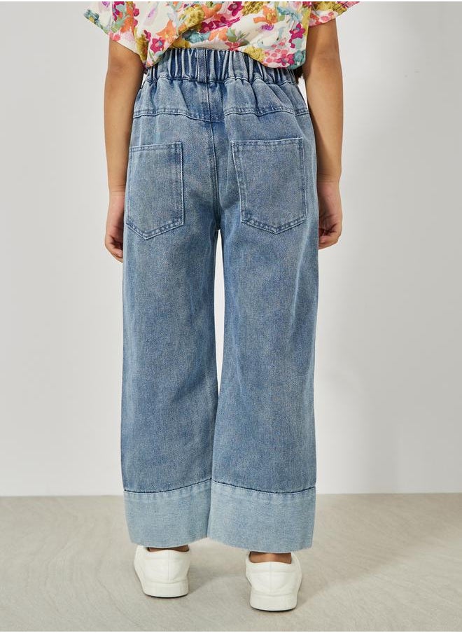 Styli - Contrast Hem Detail Straight Leg Jeans - Image 1